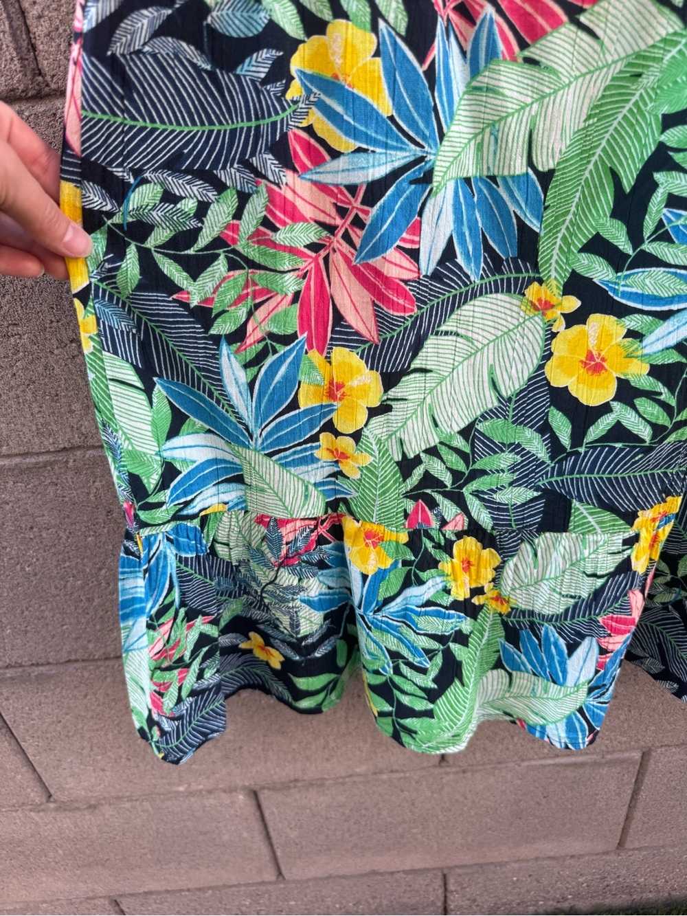 Style & Co. Tropical Floral Midi Dress in Black, Green, Blue, Pink, Yellow XL - Picture 5 of 7